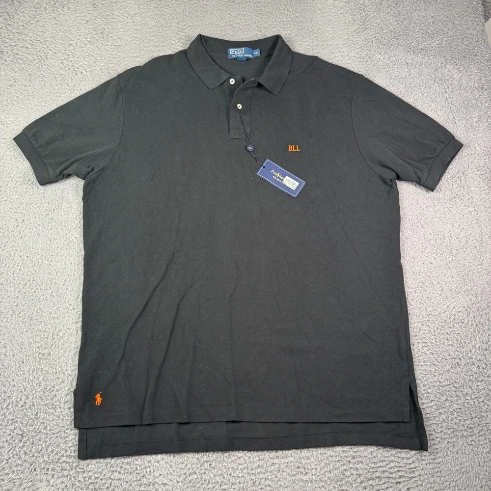 Polo Ralph Lauren Mesh Pique Polo Shirt Mens 2XL Black Classic Embroidered NEW